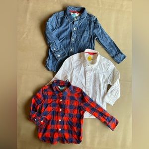 Boden button down shirts (flannel, cotton, and denim) EUC size 2-3;Bundle of 3